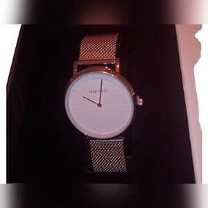 Nine West White Dial Gold Mesh Watch New In Box